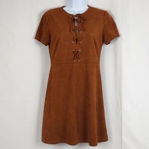 Short Sleeve Soft Suede Dress